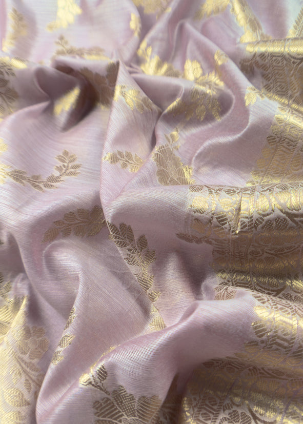 Pastel Purple Banarasi Chanderi Silk Suit In Zari Work