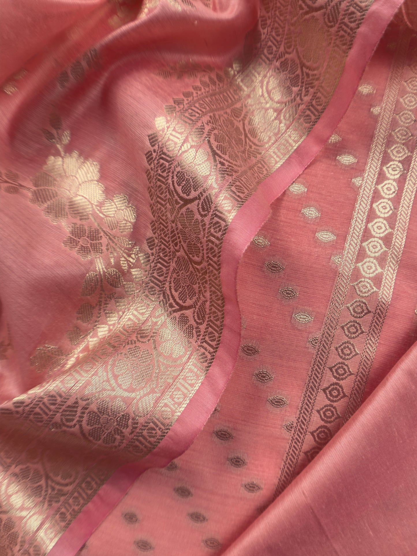 Peach Banarasi Chanderi Silk Suit In Zari Work