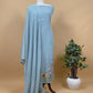 Sage Green Pure Mul Cotton Sunflower Suit With Resham Embroidery And Appliqué Work