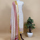 White And Red  Handloom Ikkat Chanderi Suit Fabric With Maheshwari Border