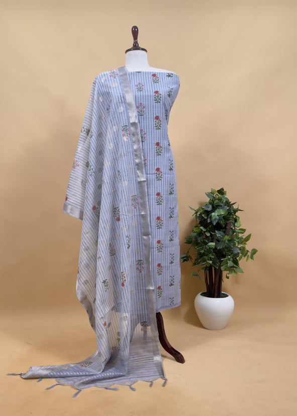 Pink Kota Doria Suit with Banarasi Weaving