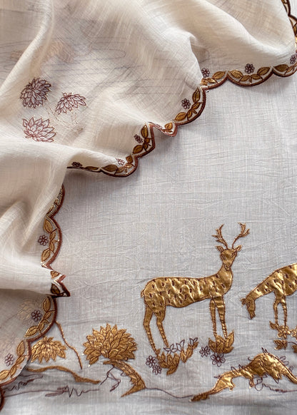 mulmul unstitched suit with dupatta

