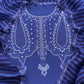 Blue Pure Mul Unstitched Suit With French Thread Embroidery