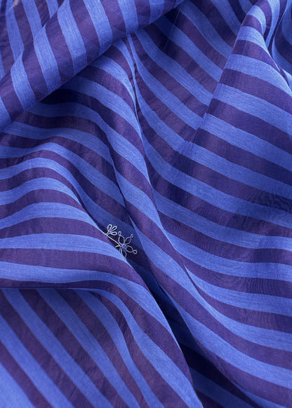 Blue Pure Mul Unstitched Suit With French Thread Embroidery