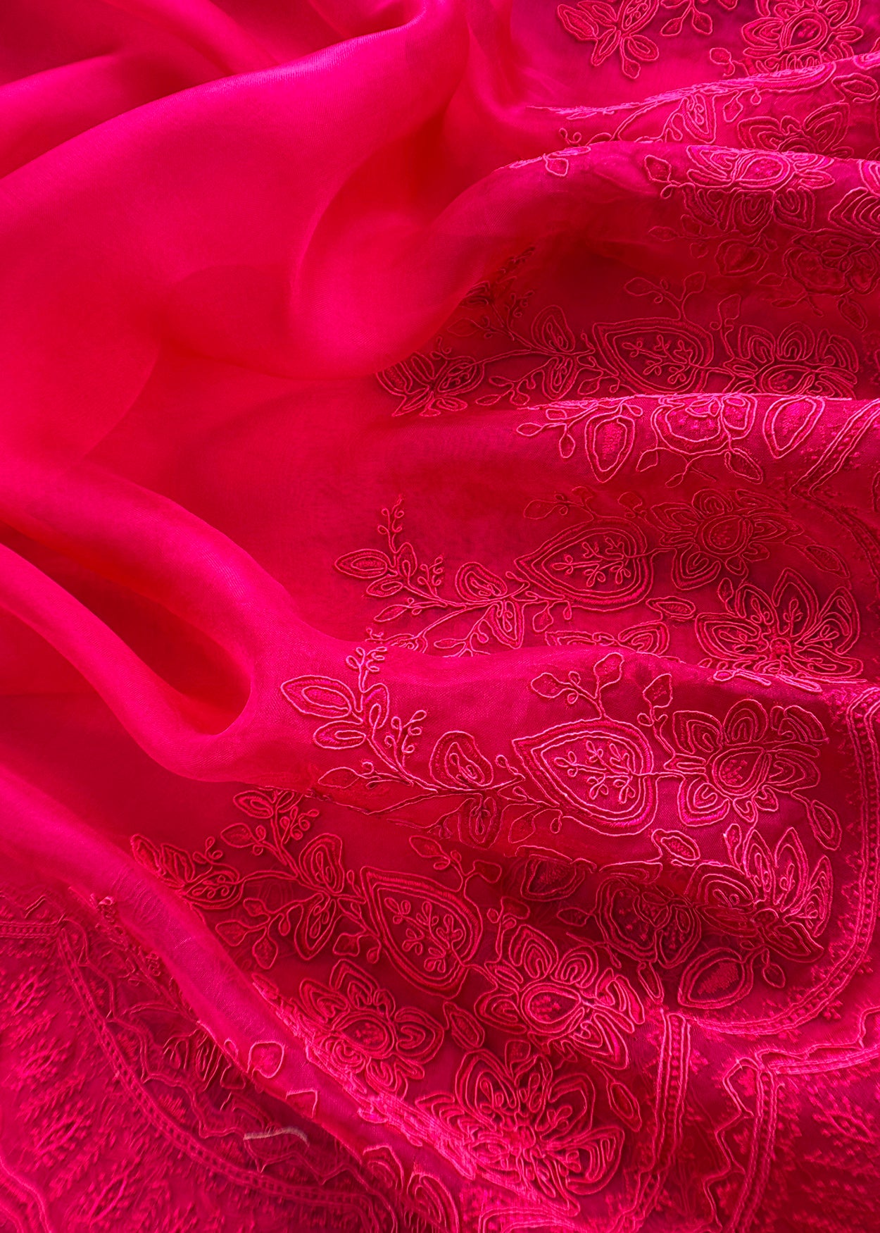 Pink Pure Kora Silk Suit With French Thread Embroidery