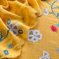 Yellow Pure Mulmul Suit Fabric With Appliqué Work
