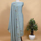 Powder Blue Pure Mul Chanderi Unstitched Suit With Hand Brushed Embroidery