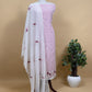 Light Grey Pure Mul Chanderi Suit With Chidiya French Thread Embroidery