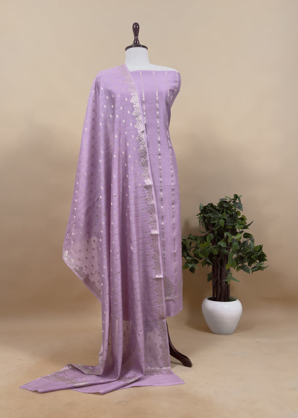 Guldasta 2025 Mauvish Pink Pure Silk Suit With Gold Weaving