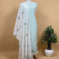 Light Grey Pure Mul Chanderi Suit With Chidiya French Thread Embroidery
