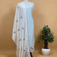 Light Grey Pure Mul Chanderi Suit With Chidiya French Thread Embroidery