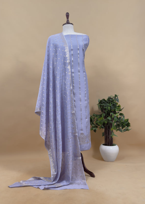 Guldasta 2025 Mauvish Pink Pure Silk Suit With Gold Weaving