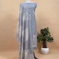 Soft Blue Linen Chanderi Kurta With Appliqué Work And Dupatta With Jamdani Weaving