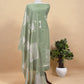Soft Blue Linen Chanderi Kurta With Appliqué Work And Dupatta With Jamdani Weaving