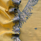 Yellow Handloom Mulmul Unstitched Suit Fabric With Hand Gota Work