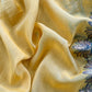 Yellow Handloom Mulmul Unstitched Suit Fabric With Hand Gota Work