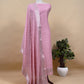 Apple Green and Deep Pink Contrast Banarasi Handloom Silk Suit fabric