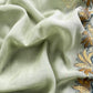 Sage Green Handloom Mulmul Unstitched Suit Fabric With Hand Gota Work