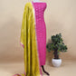 Apple Green And Deep Pink Contrast Banarasi Handloom Silk Suit Fabric