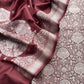 Peach Varanasi Brocade Silk Kurta and Double panel Tissue dupatta with Handwork