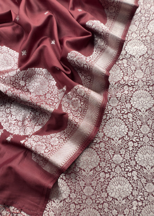 Peach Varanasi Brocade Silk Kurta and Double panel Tissue dupatta with Handwork
