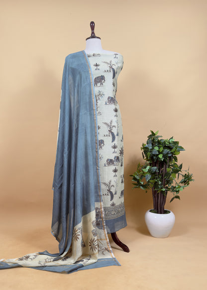 Yellow And Brown Shikagarh Maheshwari Silk Suit