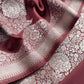 Peach Varanasi Brocade Silk Kurta and Double panel Tissue dupatta with Handwork