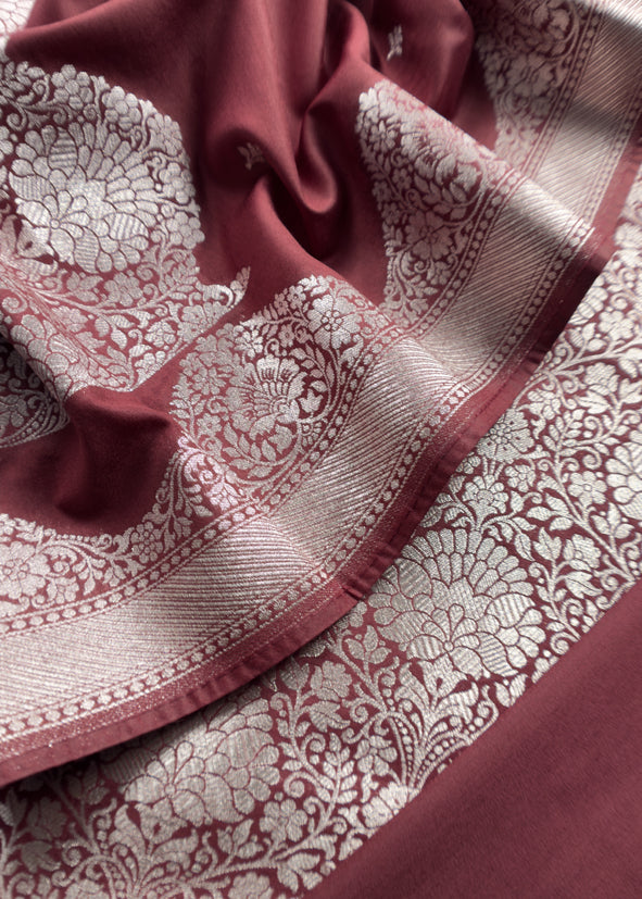 Peach Varanasi Brocade Silk Kurta and Double panel Tissue dupatta with Handwork