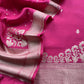 French Pink Kadhwa Weaves Banarasi Silk Suit Fabric