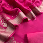 French Pink Kadhwa Weaves Banarasi Silk Suit Fabric