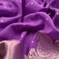 French Violet Kadhwa Weaves Banarasi Silk Suit Fabric