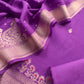 French Violet Kadhwa Weaves Banarasi Silk Suit Fabric