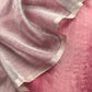 Raspberry Pink And Grey Handloom Tissue Silk Suit With Silver Zari Weaves
