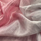 Raspberry Pink And Grey Handloom Tissue Silk Suit With Silver Zari Weaves