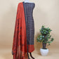 Blue With Orange Maheshwari Silk Suit With Bandhani And Kantha Work