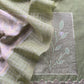 Green Chanderi Kurta With Appliqué Work And Dupatta With Jamdani Weaving