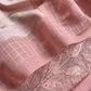 Pastel Pink Chanderi Kurta With Appliqué Work And Dupatta With Jamdani Weaving