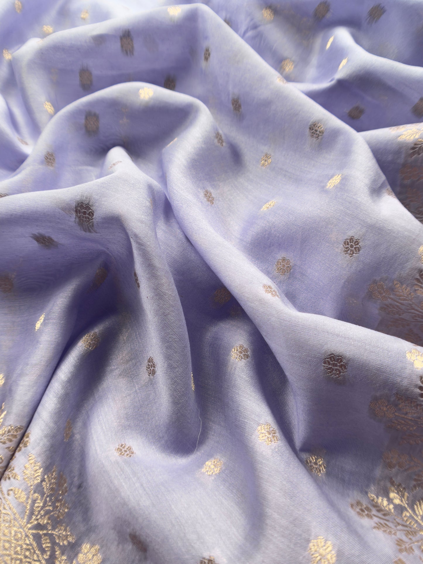 Guldasta 2025 Steel Blue Pure Silk Suit With Gold Weaving