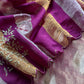 Gold And Wine Pure Tissue Silk Woven Suit Fabric With Cutdana Handwork