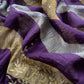 Gold And Jamun Pure Tissue Silk Woven Suit Fabric With Cutdana Handwork
