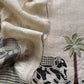 Black Pure Linen Haathi Embroidered Suit With Jamdani Weaving