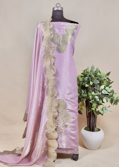 Pastel Purple Unstitched Suit In Onex