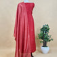 Red Handloom Kora Silk Kurta And Tissue Silk Dupatta With Pitta Handwork