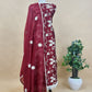Rukhsa Maroon Handloom Raw Silk Embroidered Kurta With Chanderi Dupatta