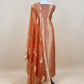 Orange Banarasi Silk Brocade Suit With Organza Dupatta