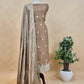 Golden Brown Embroidered Crush Tissue Silk Suit
