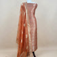 Orange Banarasi Silk Brocade Suit With Organza Dupatta