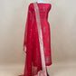 Red Handloom Raw Silk Kurta And Kora Silk Dupatta With Gold Kadwa Weaving