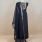 Black Handloom Katan Silk Suit Fabric With Kadwa Weaving