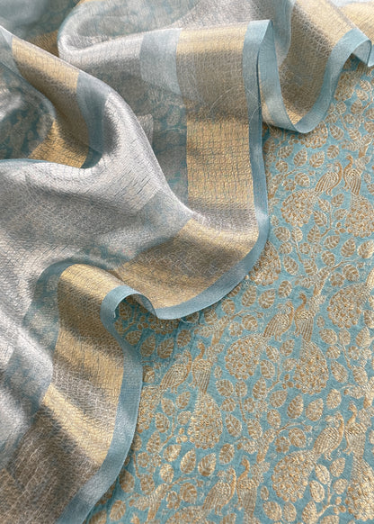 Indian Traditional Wear Brocade Organza Fabric

